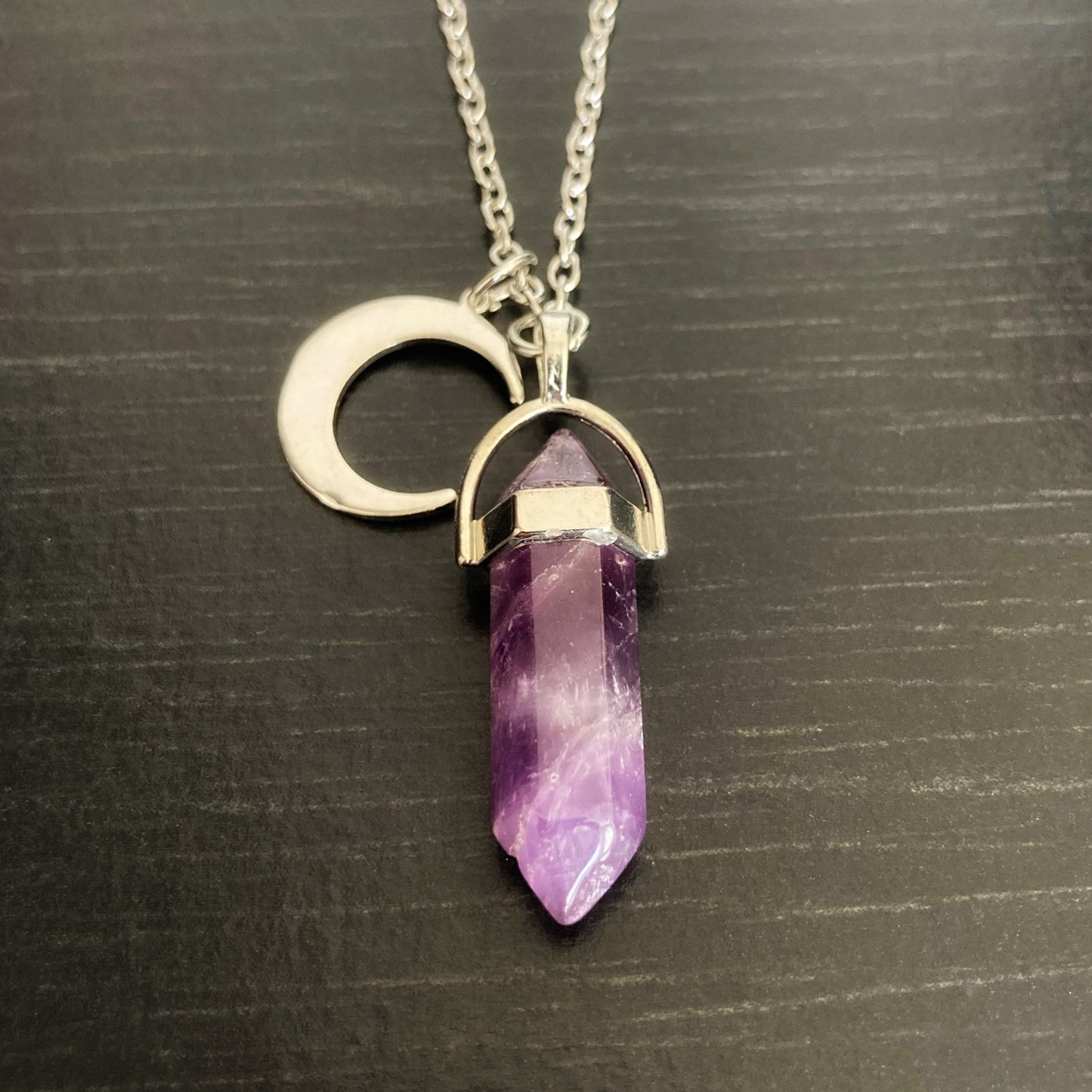 Amethyst and Crescent Moon Pendant