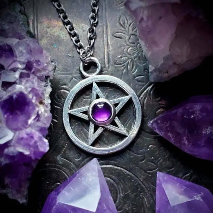 Amethyst Pentagram Necklace