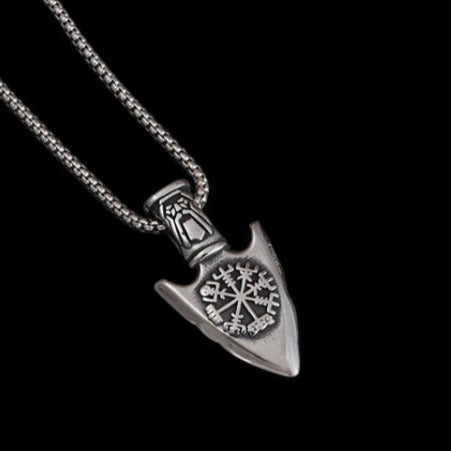 Valknut and Vegvisir Doubled Sided Arrow Pendant