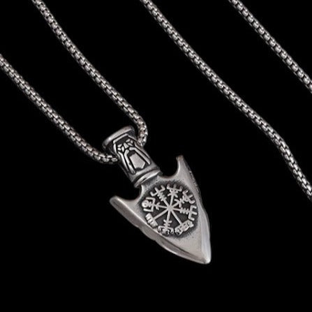 Valknut and Vegvisir Doubled Sided Arrow Pendant