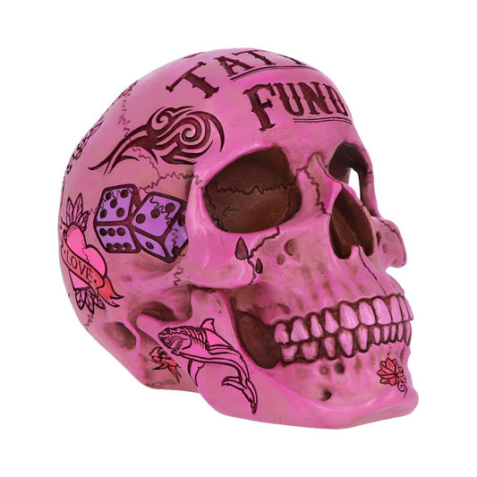 Pink Tattoo Fund Skull Money Box