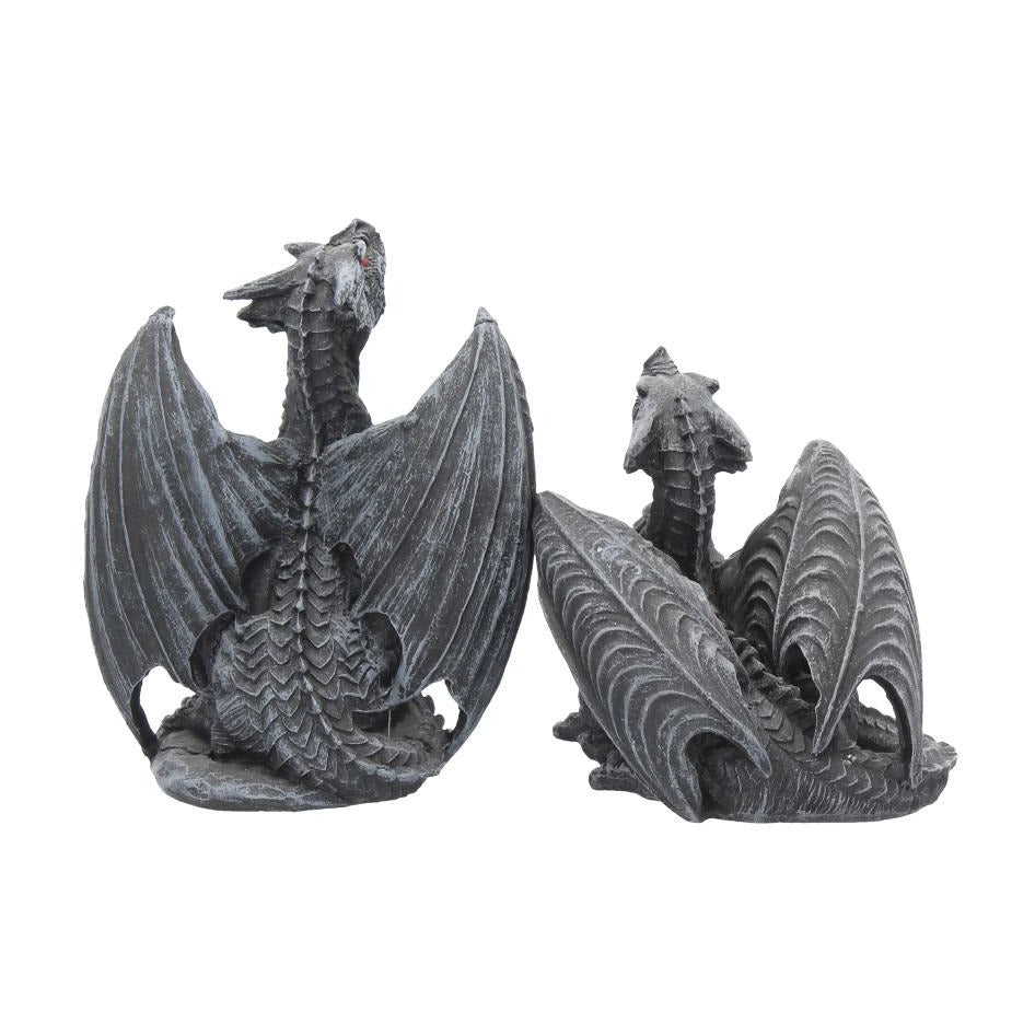 Dark Fury (Set of 2) Obsidian Dragon Figurines