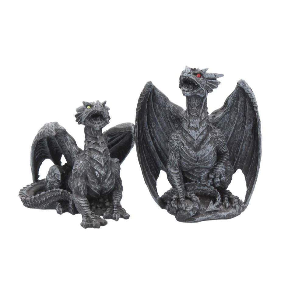 Dark Fury (Set of 2) Obsidian Dragon Figurines