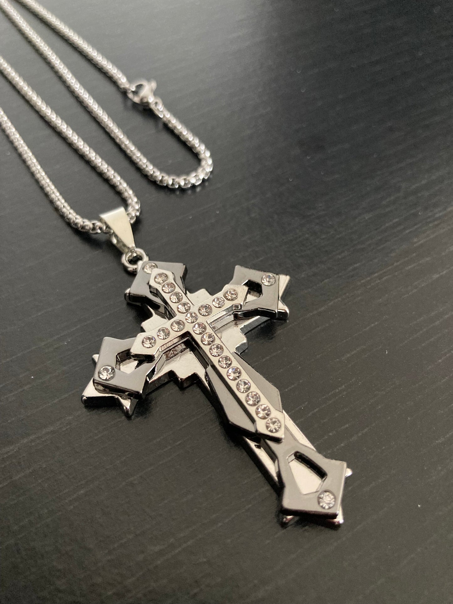 Chunky Three Layer Cross Pendant